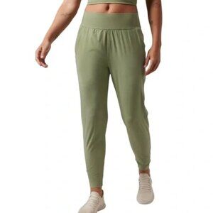 Athleta Sz L Run With It Pant Athletic Jogger Pockets Excellent Green 2023